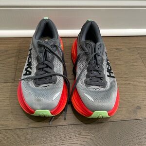 Hoka Men’s Gray, Red & Lime Road Running Shoes